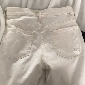 Mother denim high waisted ankle fray jeans white